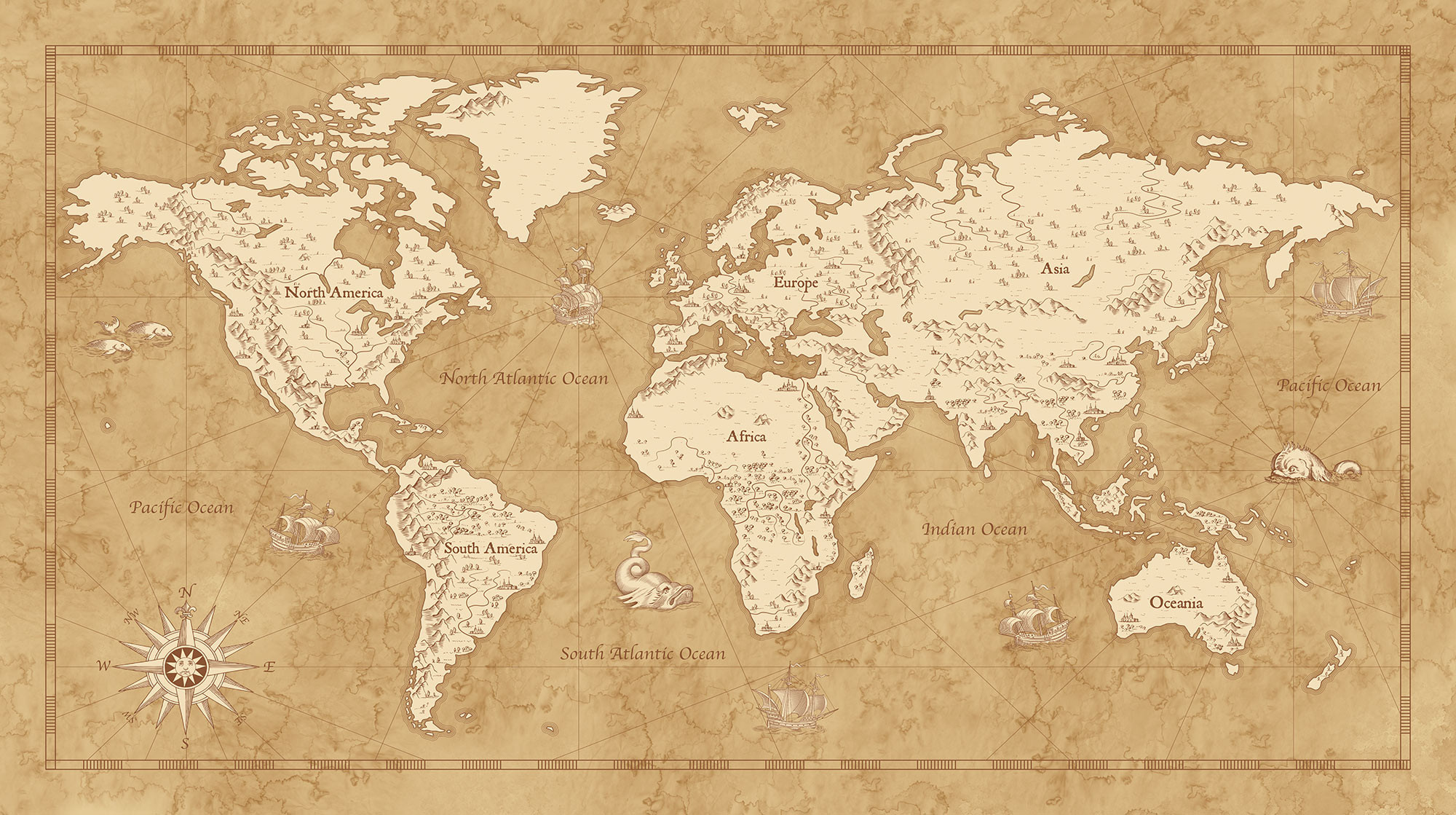 Shop Exquisite Brown OldStyle World Map Wallpaper  Morphico