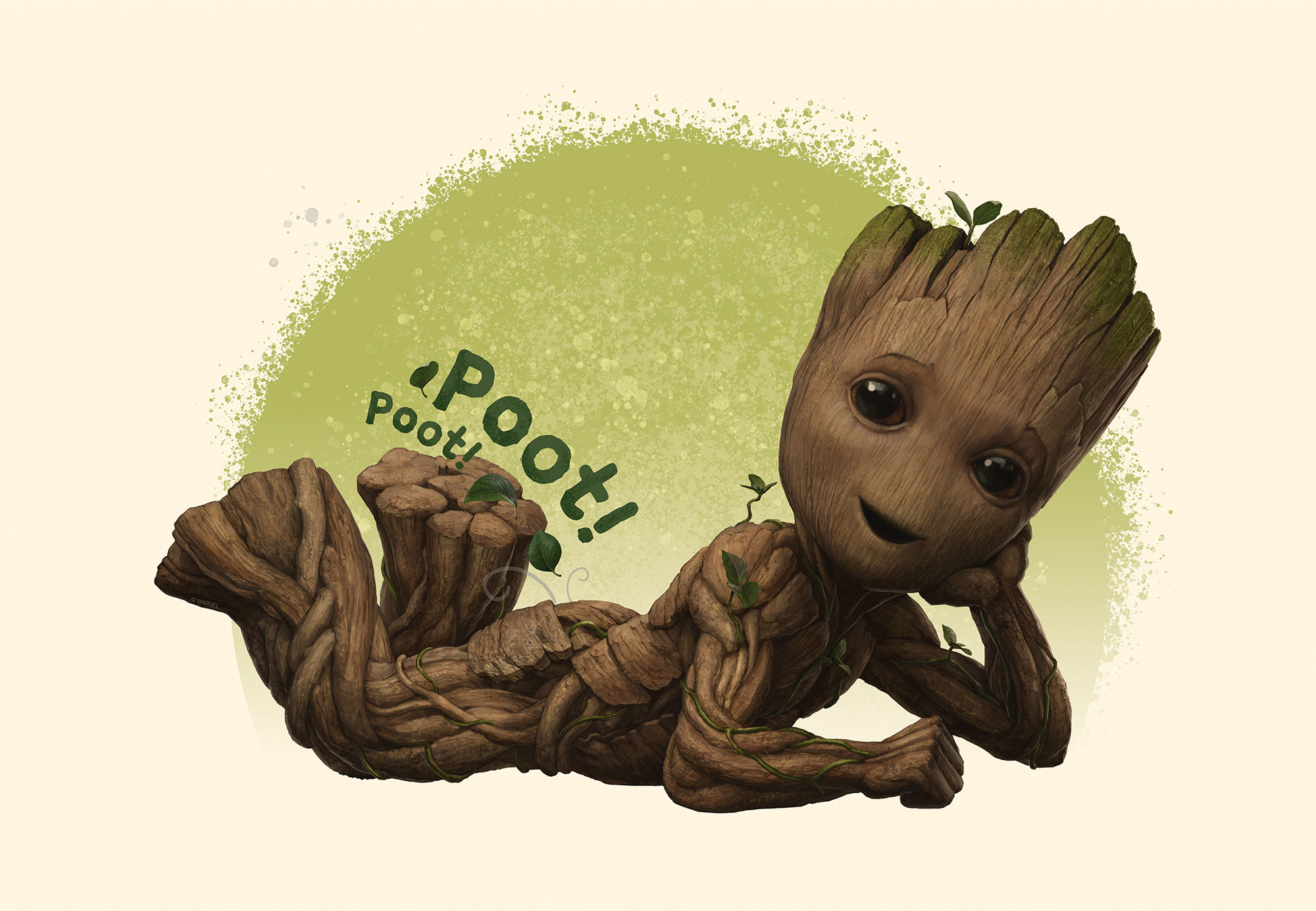 Affiche de dessin animé Marvel Groot Baby, peinture murale sur